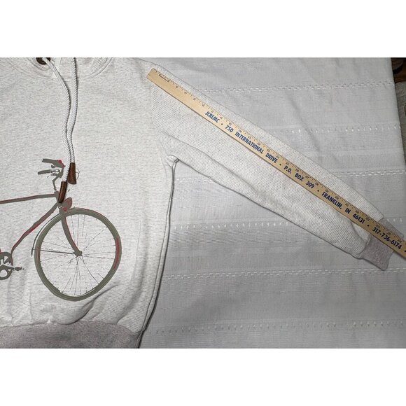 Denmark Bicycle Graphic Light Gray Hoodie Sweatshirt  Drawstring Thick Women's M - Picture 6 of 10